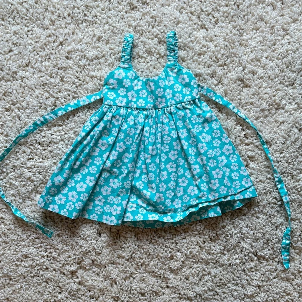 Turquoise Blue Hawaiian Flower Hibiscus Floral Infant Tropical Sundress